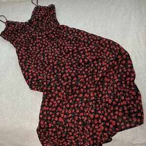 Dark Floral Maxi Dress Small Babydoll Fairy Whimsy Romantic